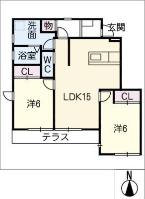 KATSURAII(2LDK/1階)の間取り写真