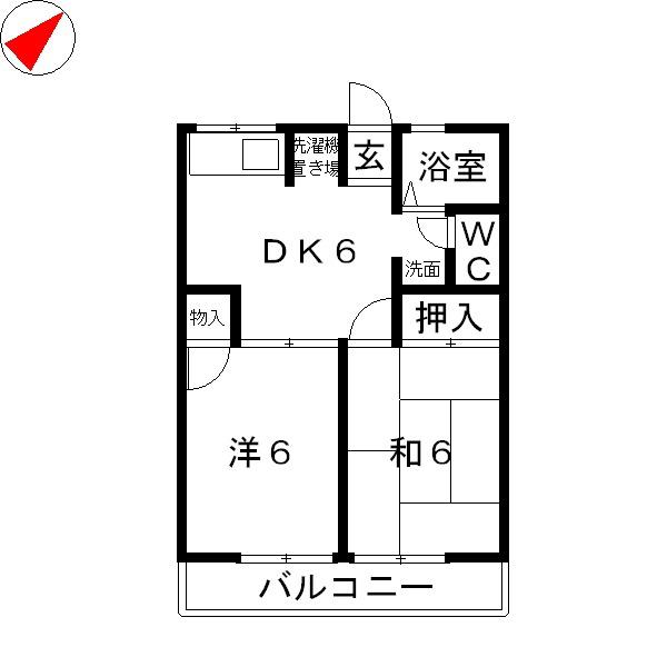 ファミーユ新幸楽(2DK/2階)の間取り写真