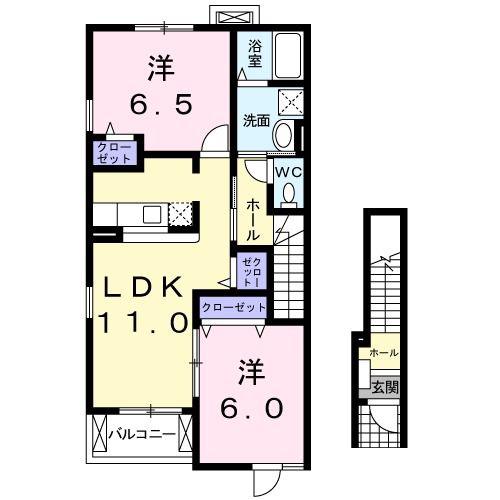ジールC(2LDK/2階)の間取り写真