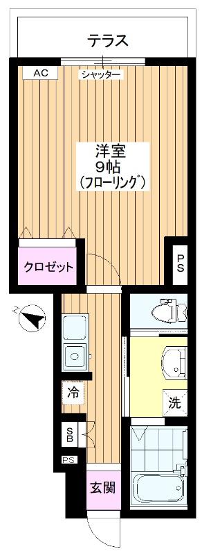 コーポにりんそう(1K/1階)の間取り写真