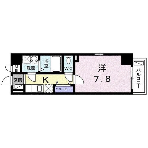 カーサベレッツァ(1K/3階)の間取り写真
