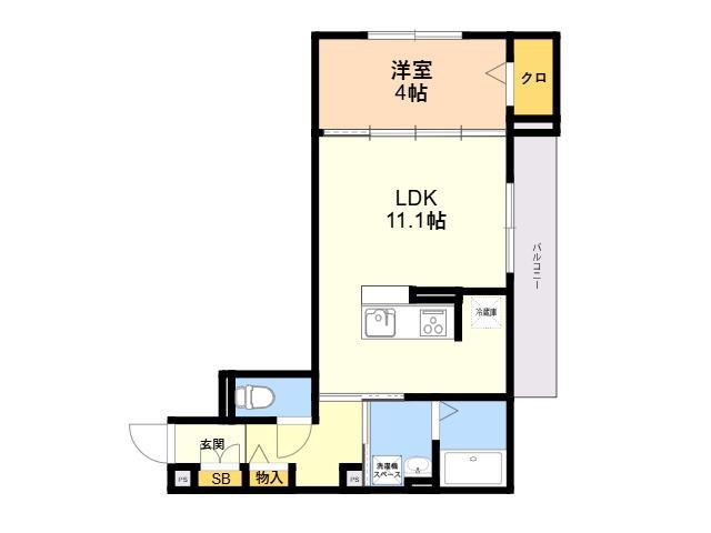D-RESIDENCE諸岡(1LDK/3階)の間取り写真