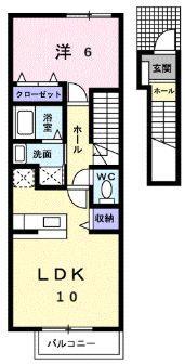 シェーネ(1LDK/2階)の間取り写真