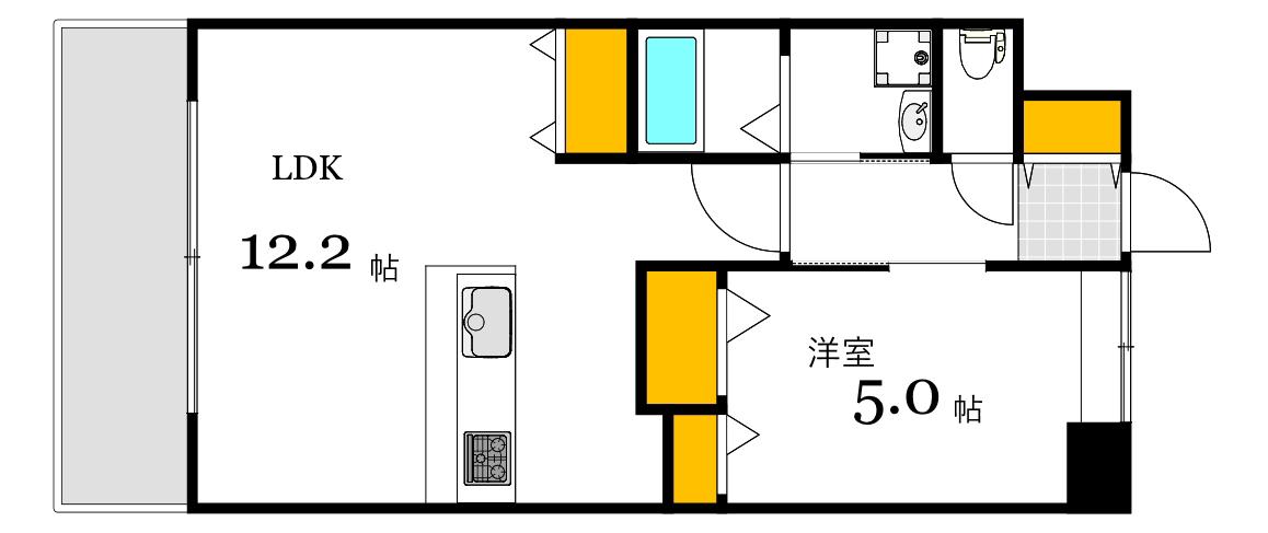 ヴェルマーレ中広II(1LDK/7階)の間取り写真