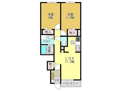 グランドソレイユA(2LDK/1階)の間取り写真