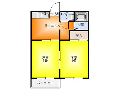 ファミーユ御山(2DK/2階)の間取り写真