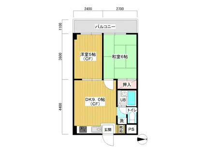 ブルースカイハイツ(2LDK/2階)の間取り写真