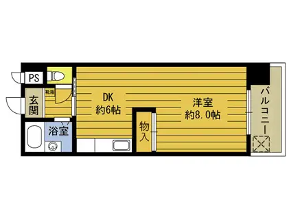 シャトレージュ大在(1DK/2階)の間取り写真