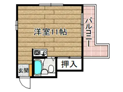 ロイヤルキャビン(1K/3階)の間取り写真