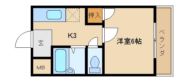エクセル花園(1K/2階)の間取り写真