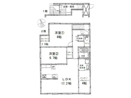 KS倉賀野駅南館(2LDK/2階)の間取り写真