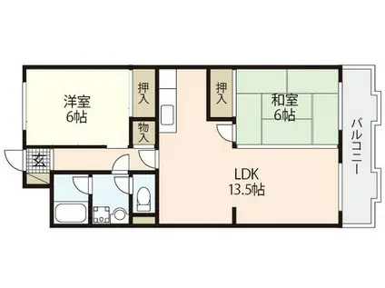 第1ビューハイツ(2LDK/2階)の間取り写真