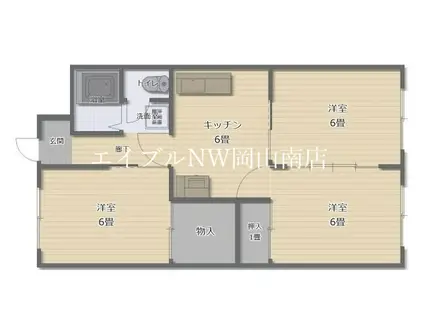 片山マンション(3DK/1階)の間取り写真