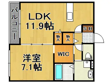 プレアデス泉(1LDK/2階)の間取り写真
