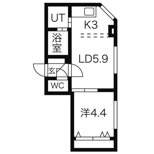 FLATS LIDO(1DK/5階)の間取り写真