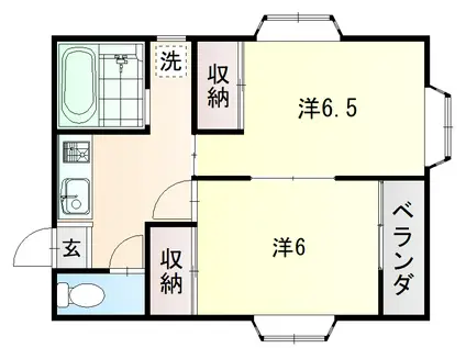 グリーンハイム(2K/2階)の間取り写真