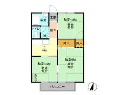 コーポ冨田I(3K/2階)の間取り写真