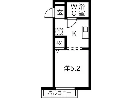 メゾン尾頭橋(1K/2階)の間取り写真