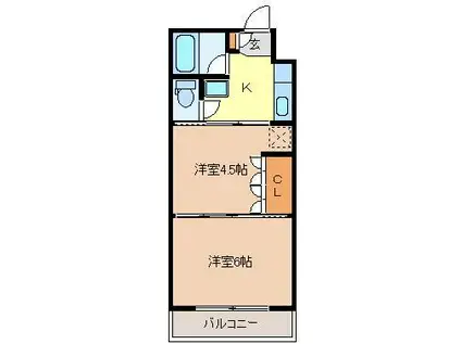 イーグルハイツ銀杏町(2K/4階)の間取り写真