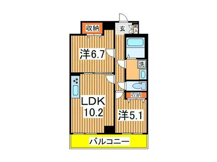 モアナレジデンス(2LDK/8階)の間取り写真