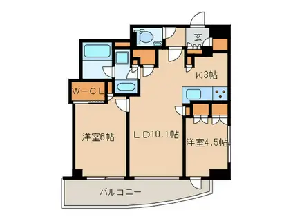プライマルシティ神楽坂(2LDK/6階)の間取り写真