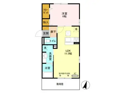 レイクルイーズ(1LDK/1階)の間取り写真