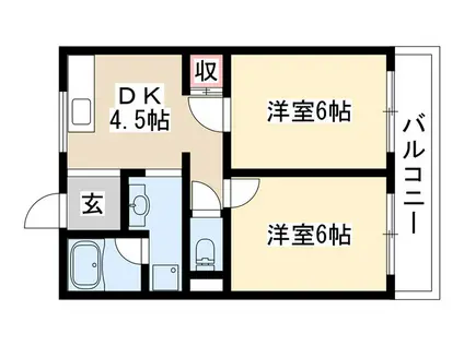 サンマンション本山(2DK/2階)の間取り写真