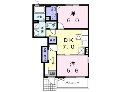 レセンテ・E弐番館(2DK/1階)の間取り写真