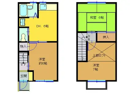 ウッディハイツA(3DK/1階)の間取り写真