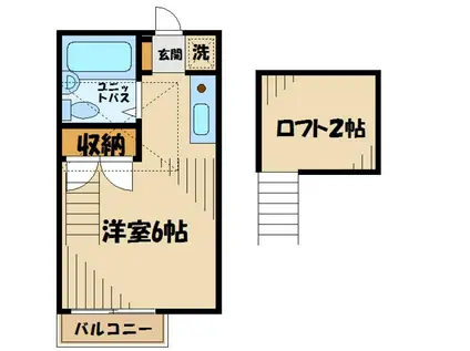 新豊田ハイツB号館(ワンルーム/2階)の間取り写真
