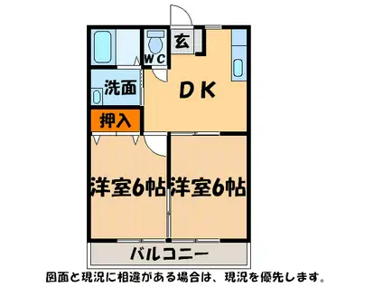 愛日ハイツ平田(2DK/2階)の間取り写真