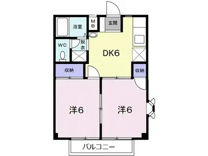 アーバンハイツ関(2DK/1階)の間取り写真
