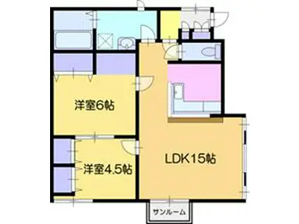 上江別西ビル・ハット(2LDK/3階)の間取り写真