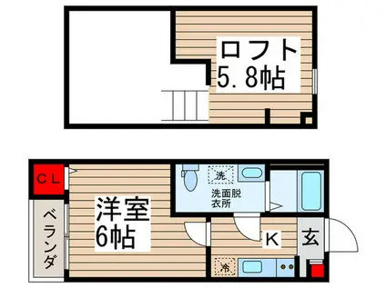 TRISTINA柏(1K/1階)の間取り写真