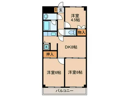 リバーヒルズマンション(3DK/1階)の間取り写真