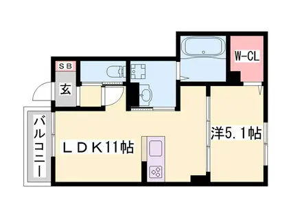 メゾンメルベーユ英賀保(1LDK/1階)の間取り写真