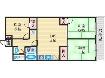 内田マンション(3DK/10階)の間取り写真