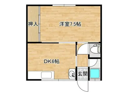 浜田マンション(1DK/2階)の間取り写真