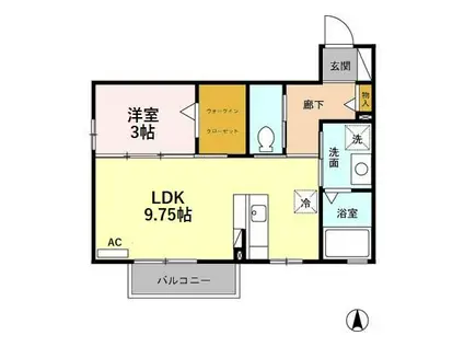 ロイヤルガーデン砺波II B(1LDK/2階)の間取り写真