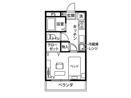 ファーニッシュド・ステイ長野栗田郵便局前(1K/3階)の間取り写真