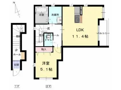 SHAMAISONTAKEDA(1LDK/2階)の間取り写真