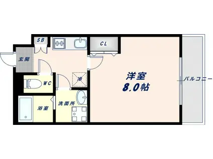 リヴィアス大阪イースト(1K/2階)の間取り写真