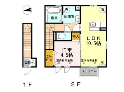 リシェス・オカザキVI(1LDK/2階)の間取り写真