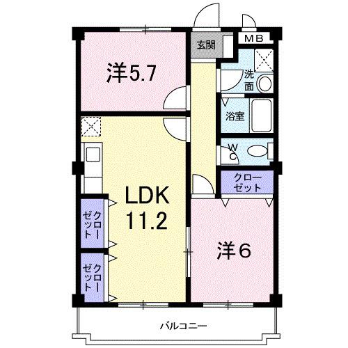 ロイヤル泉(2LDK/3階)の間取り写真