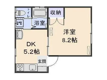 YM堤端III(1DK/1階)の間取り写真