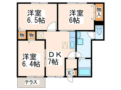 ディアコートA・B(3DK/1階)の間取り写真