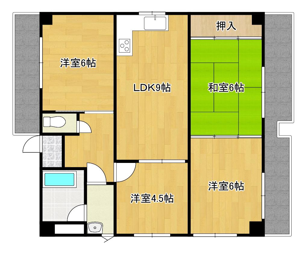 シーガル大芝(4LDK/2階)の間取り写真