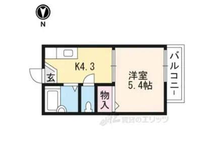 サンライフ皇子山(1K/1階)の間取り写真