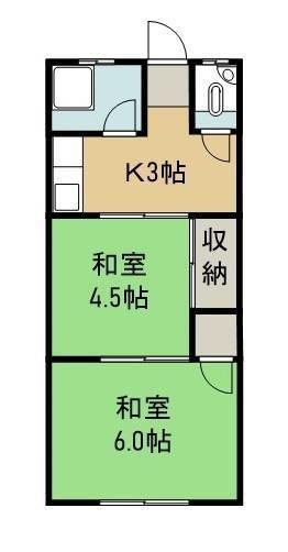 コーポ85南棟(2K/2階)の間取り写真