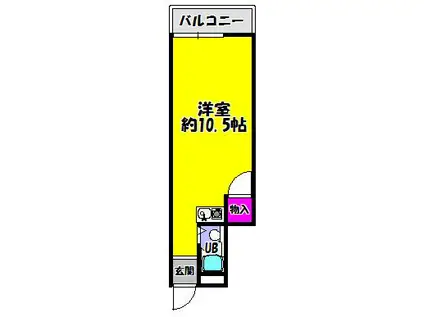 サンシャイン喜志(ワンルーム/3階)の間取り写真